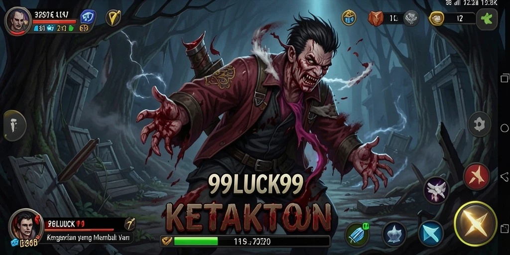 Tampilan gameplay menyeramkan dari 99LUCK99 dengan suasana mencekam.