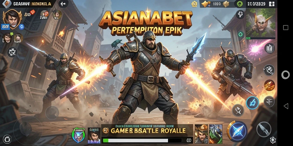 Tangkapan layar ASIANABET menampilkan pertempuran intens Battle Royale.
