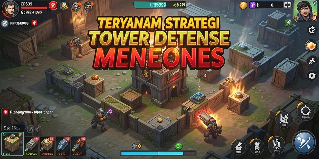 Screenshot menunjukkan gameplay intens dari CRS99 dalam Tower Defense.
