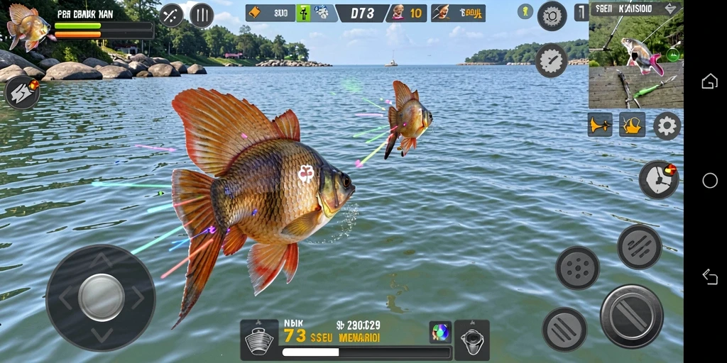 Gameplay seru D73 saat menembak ikan yang beraneka ragam.