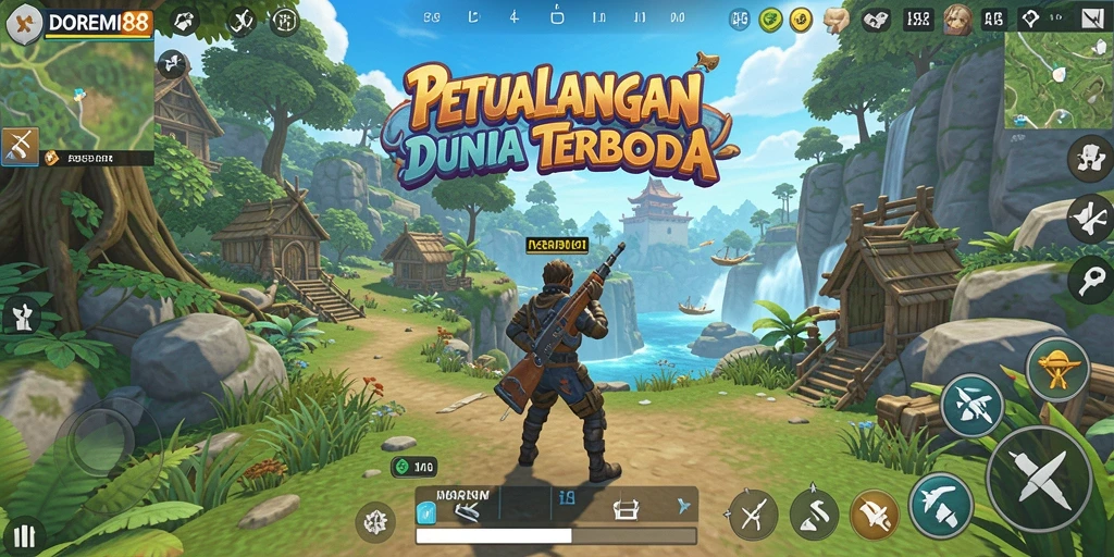Screenshot utama DOREMI88 menampilkan gameplay di dunia terbuka yang menakjubkan.