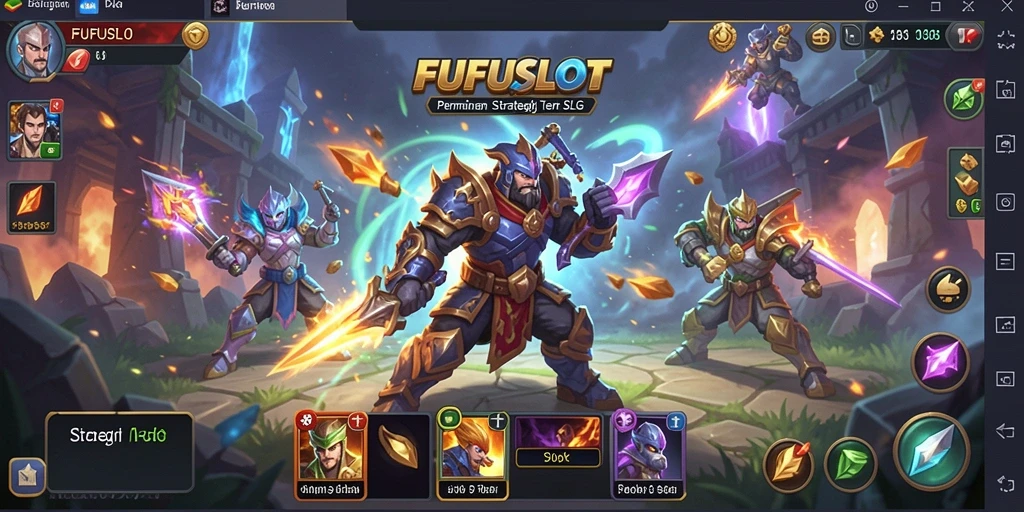 Screenshot gameplay FUFUSLOT menampilkan pertempuran strategi seru.