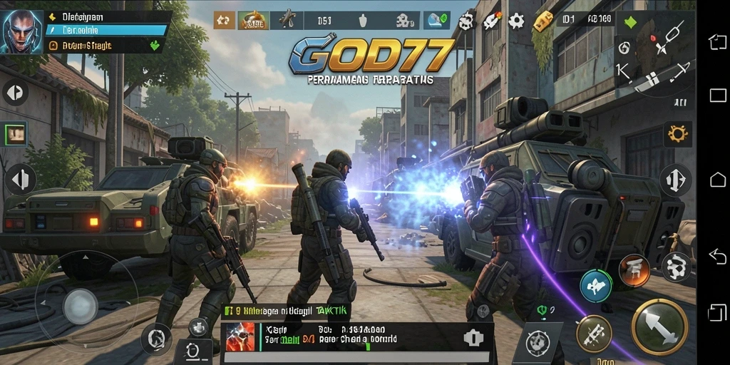 Tampilan screenshot utama GOD77 menampilkan pertarungan strategi yang intens.
