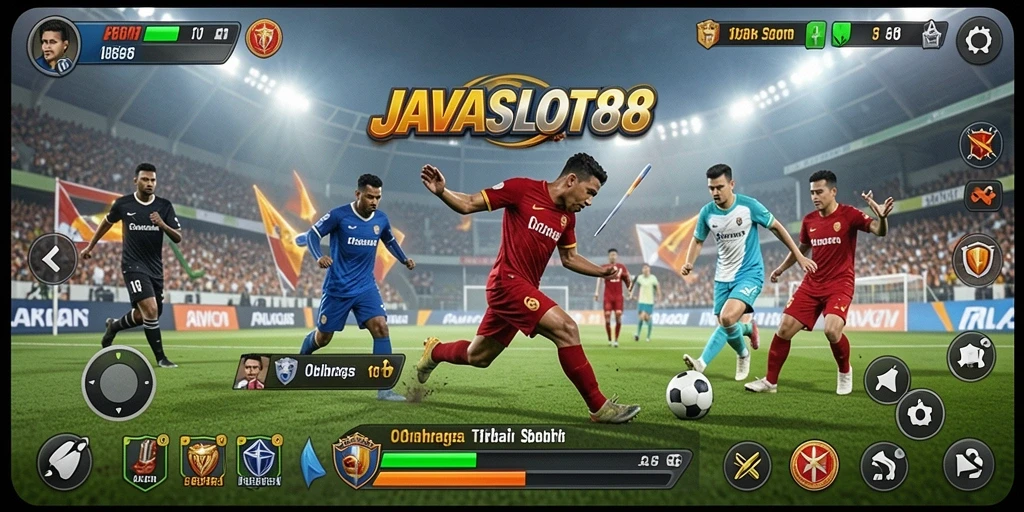 Screenshot utama JAVASLOT88 menampilkan aksi mendebarkan dalam permainan olahraga.