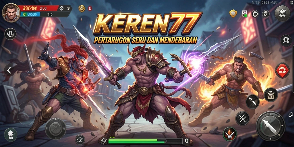 Screenshot gameplay pertarungan mendebarkan di KEREN77.