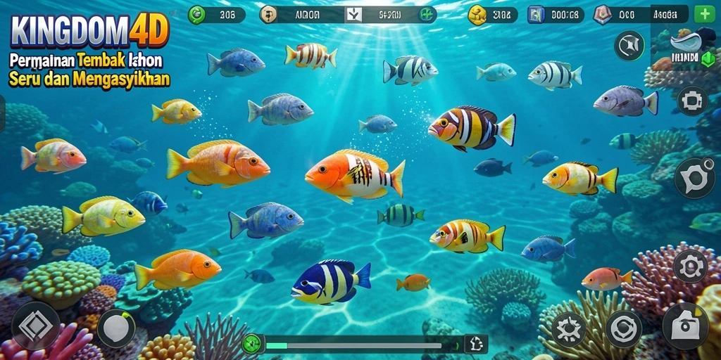 Tampilan screenshot KINGDOM4D yang menarik saat menembak ikan.