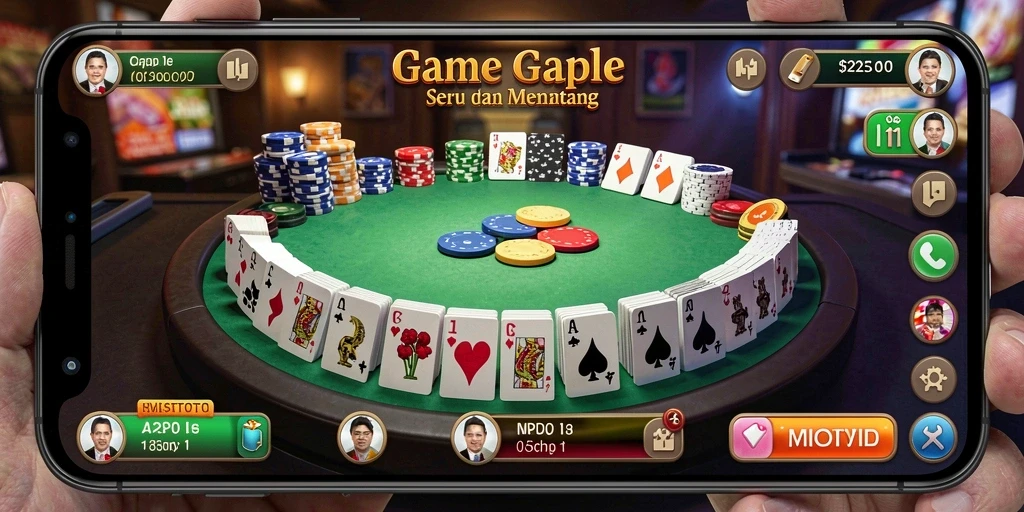 Tampilan utama gameplay Gaple di MIOTOTO dengan interaksi seru.