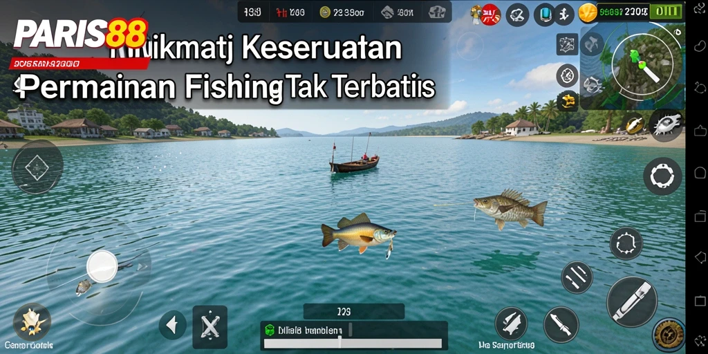 Tampilan gameplay menarik dalam PARIS88 saat menangkap ikan.