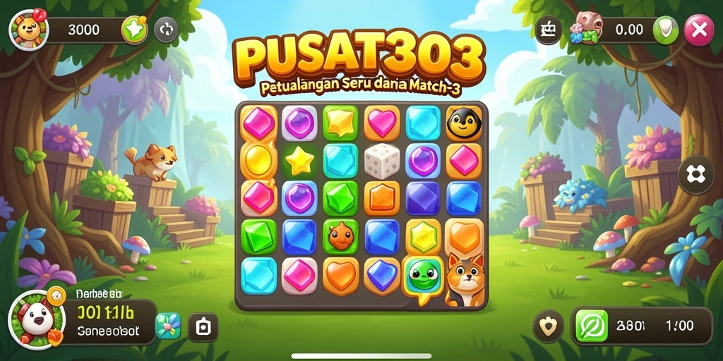 Tampilan gameplay menarik dalam PUSAT303 dengan puzzle warna-warni.