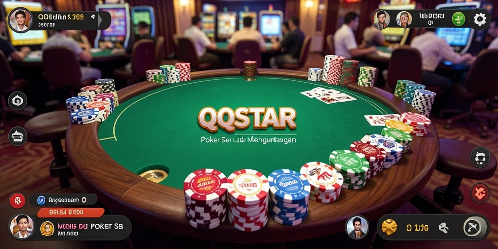 Screenshot gameplay QQSTAR yang menampilkan aksi Poker seru.