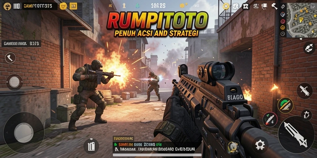 Screenshot menunjukkan aksi menegangkan dalam gameplay RUMPITOTO.