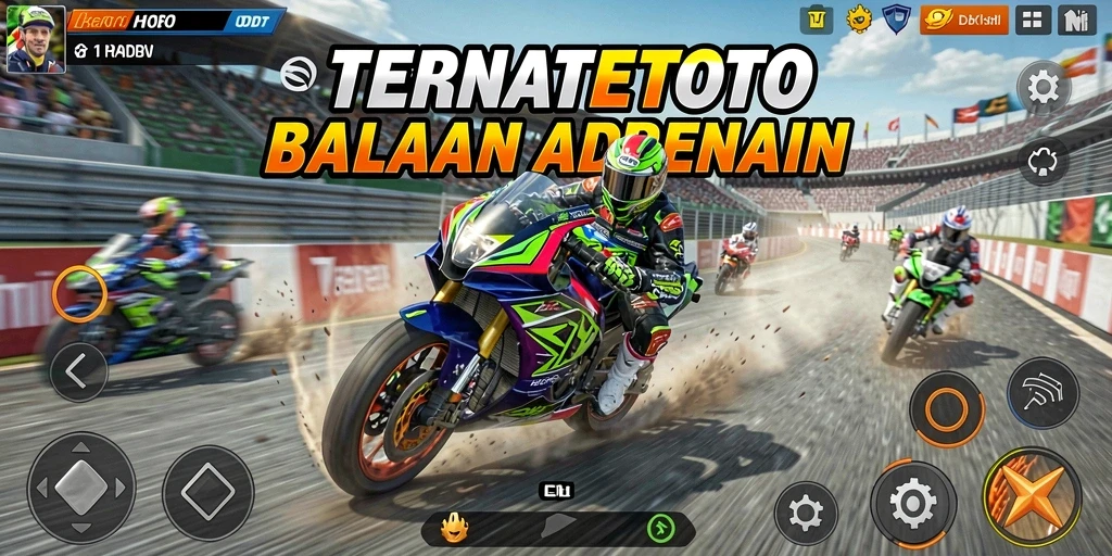 Screenshot gameplay TERNATETOTO menampilkan keseruan balapan motor.